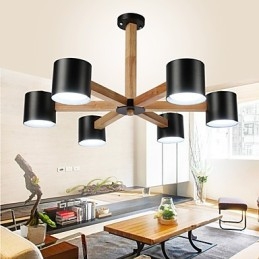 Lampadario vintage in metallo con finitura verniciata, 6 luci E26/E27