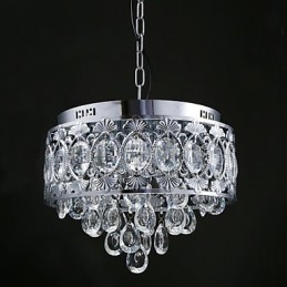 Lampadario moderno in cristallo trasparente con 4 luci cromato