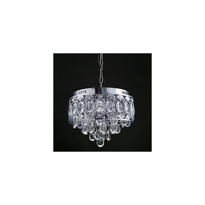 Lampadario moderno in cristallo trasparente con 4 luci cromato
