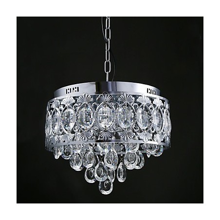 Lampadario moderno in cristallo trasparente con 4 luci cromato