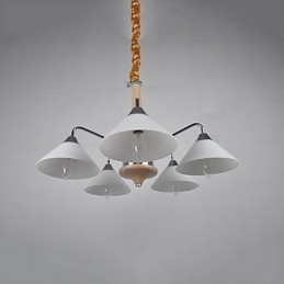 Lampadario country moderno contemporaneo in legno e bambù, 5 luci, E12/E14