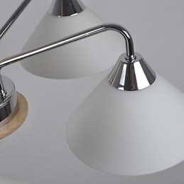 Lampadario country moderno contemporaneo in legno e bambù, 5 luci, E12/E14