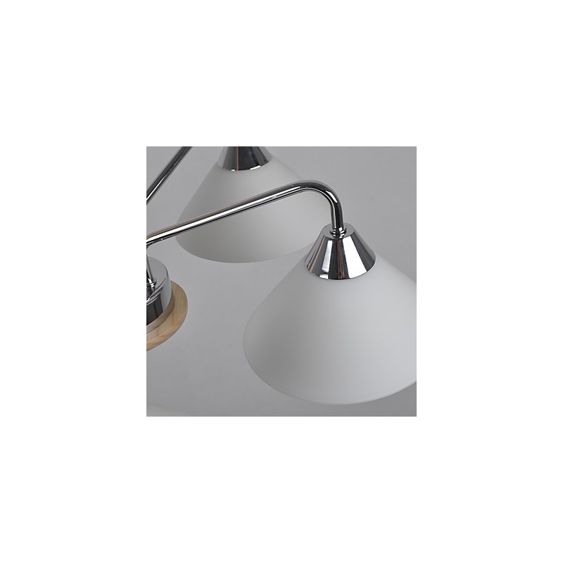 Lampadario country moderno contemporaneo in legno e bambù, 5 luci, E12/E14