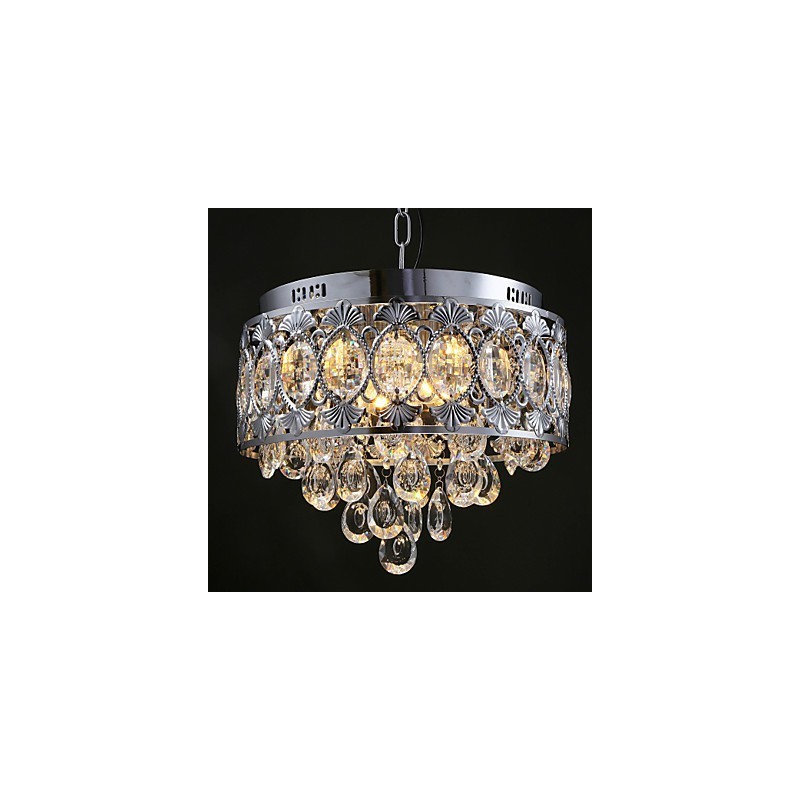 Lampadario moderno in cristallo trasparente con 4 luci cromato