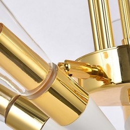 Lampadario a sospensione regolabile in altezza, 5 lampadine E12/E14, metallo e vetro, 80 cm