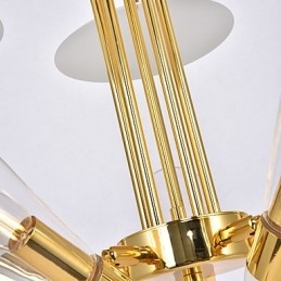 Lampadario a sospensione regolabile in altezza, 5 lampadine E12/E14, metallo e vetro, 80 cm