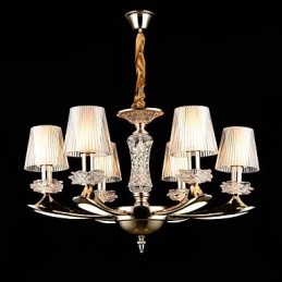 Lampadario tradizionale/classico in lega di zinco con cristalli, 6 lampadine E12/E14, 65 cm