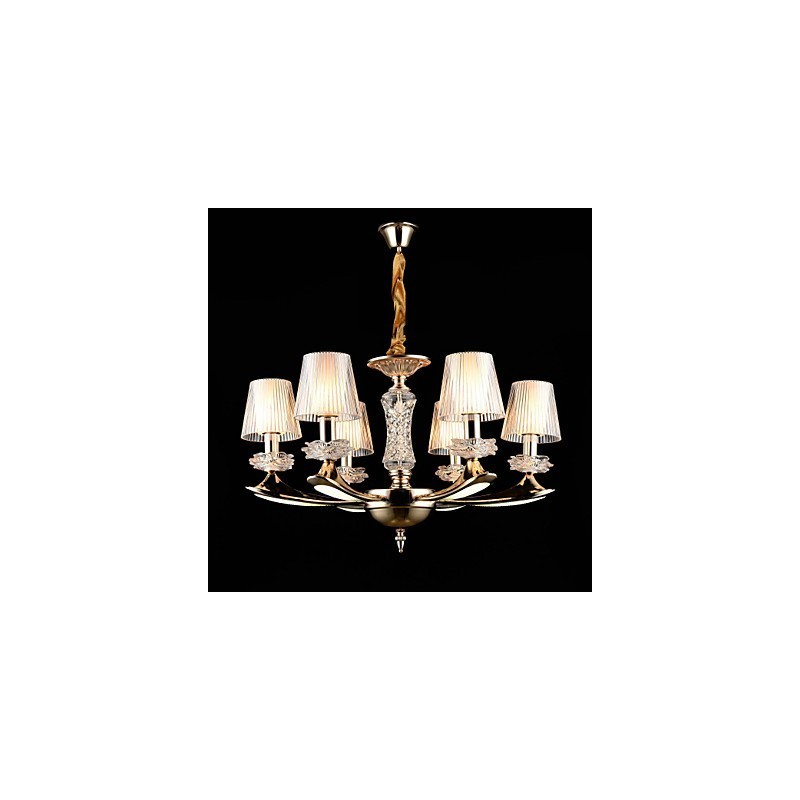 Lampadario tradizionale/classico in lega di zinco con cristalli, 6 lampadine E12/E14, 65 cm