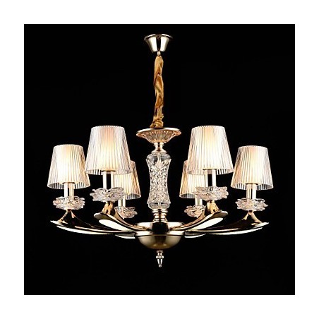 Lampadario tradizionale/classico in lega di zinco con cristalli, 6 lampadine E12/E14, 65 cm