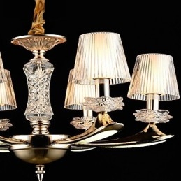 Lampadario tradizionale/classico in lega di zinco con cristalli, 6 lampadine E12/E14, 65 cm