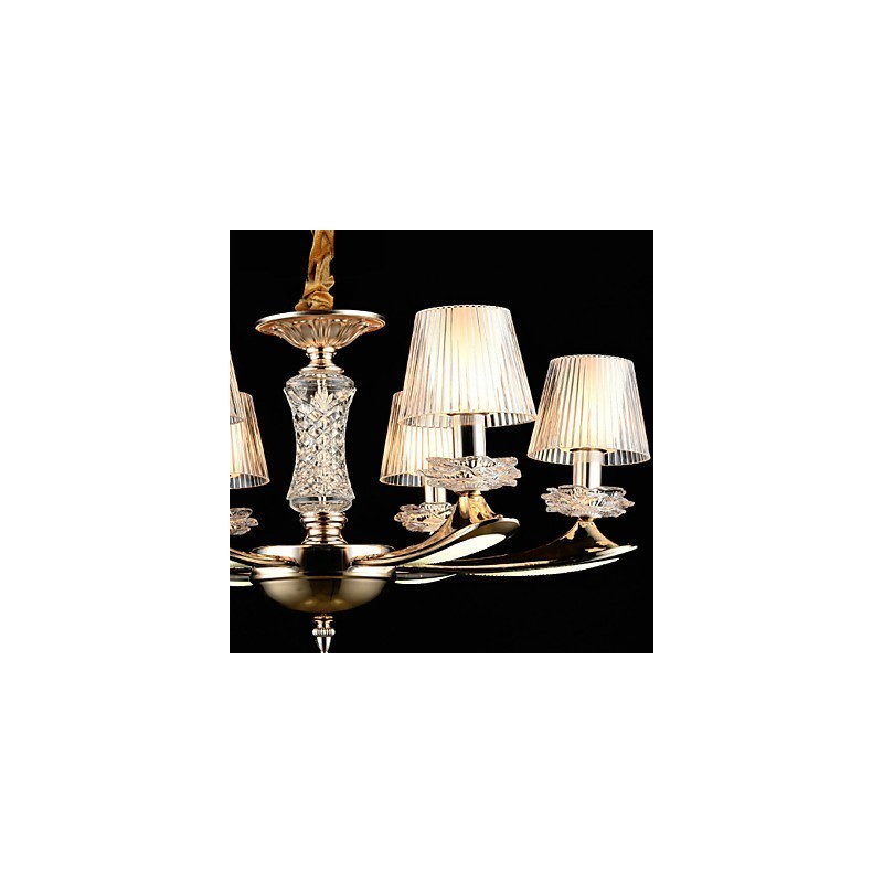 Lampadario tradizionale/classico in lega di zinco con cristalli, 6 lampadine E12/E14, 65 cm