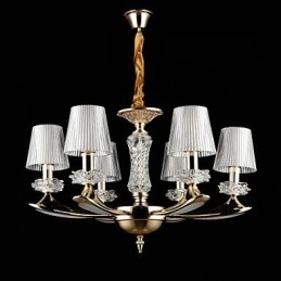 Lampadario tradizionale/classico in lega di zinco con cristalli, 6 lampadine E12/E14, 65 cm