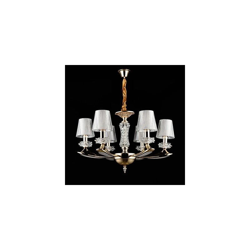Lampadario tradizionale/classico in lega di zinco con cristalli, 6 lampadine E12/E14, 65 cm
