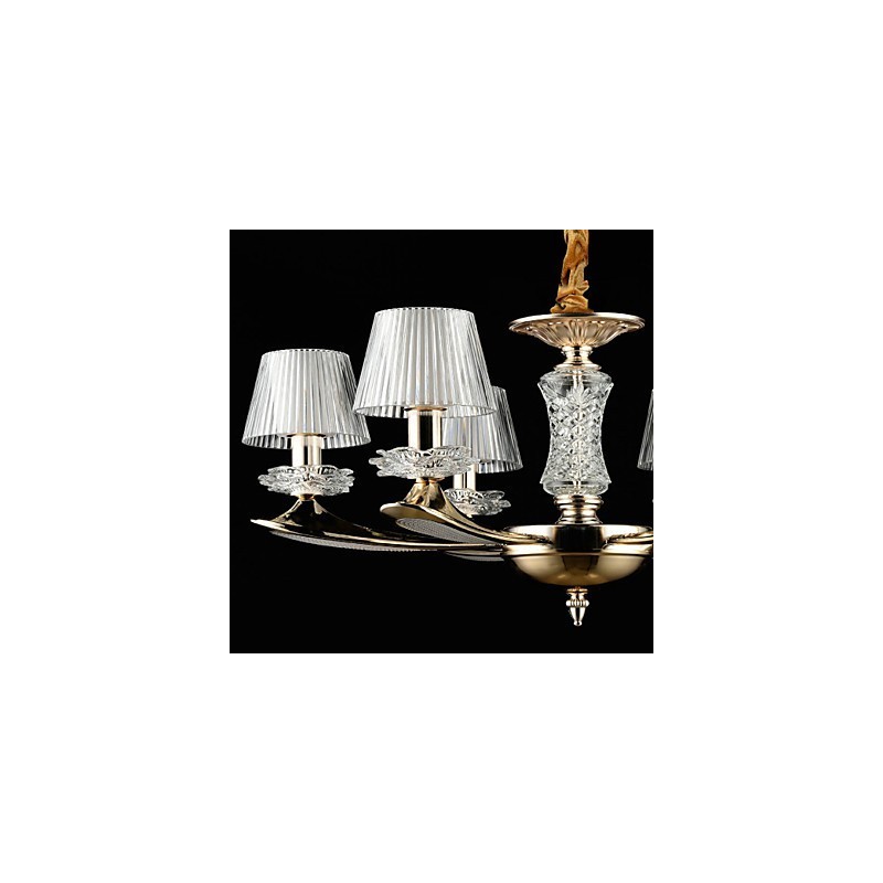 Lampadario tradizionale/classico in lega di zinco con cristalli, 6 lampadine E12/E14, 65 cm