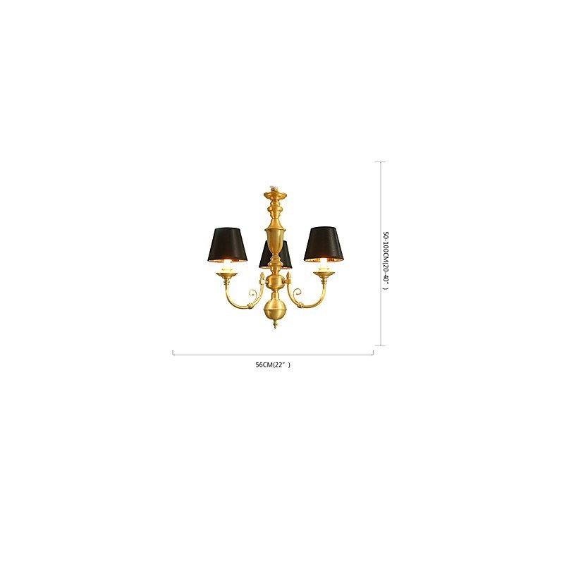Lampadario classico country in ottone mini 3 lampadine