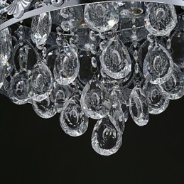 Lampadario moderno in cristallo trasparente con 4 luci cromato