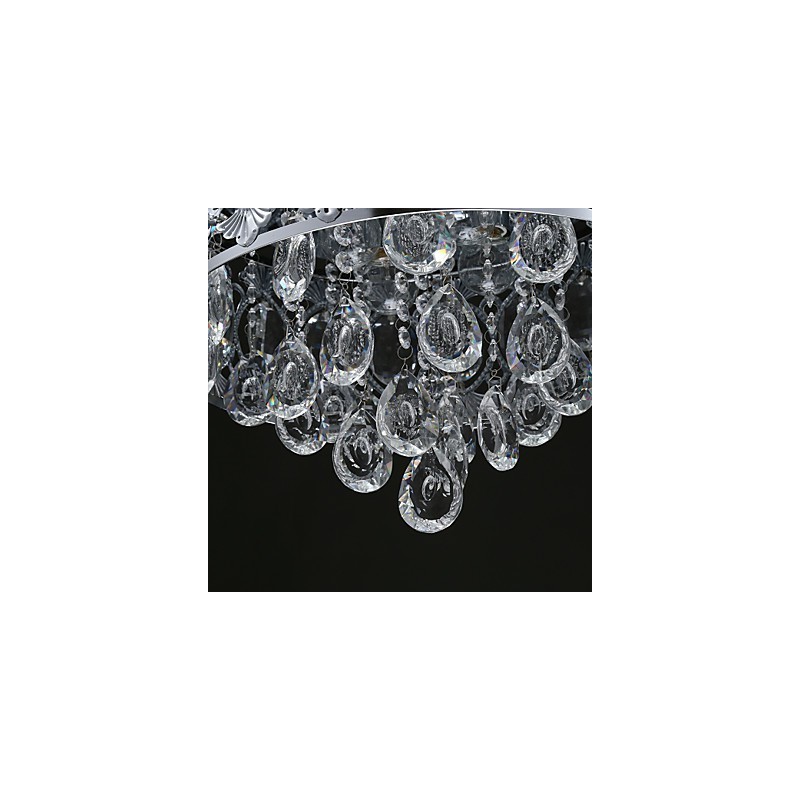 Lampadario moderno in cristallo trasparente con 4 luci cromato