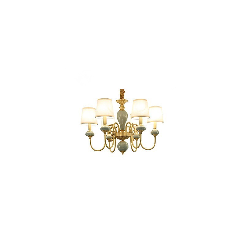 Lampadario classico country in ottone mini stile, 6 lampadine, E12/E14