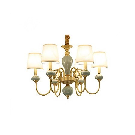 Lampadario classico country in ottone mini stile, 6 lampadine, E12/E14