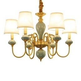 Lampadario classico country in ottone mini stile, 6 lampadine, E12/E14