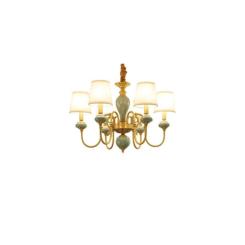 Lampadario classico country in ottone mini stile, 6 lampadine, E12/E14