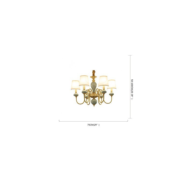 Lampadario classico country in ottone mini stile, 6 lampadine, E12/E14