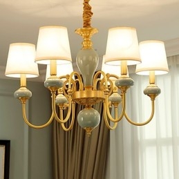 Lampadario classico country in ottone mini stile, 6 lampadine, E12/E14