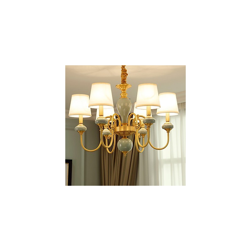 Lampadario classico country in ottone mini stile, 6 lampadine, E12/E14