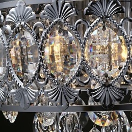 Lampadario moderno in cristallo trasparente con 4 luci cromato
