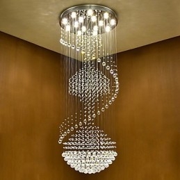 Lampadario a sospensione moderno in cristallo a 3 livelli con 15 lampadine GU10 LED