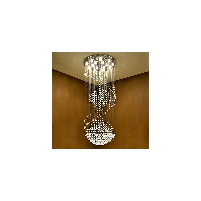 Lampadario a sospensione moderno in cristallo a 3 livelli con 15 lampadine GU10 LED