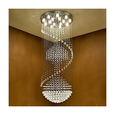 Lampadario a sospensione moderno in cristallo a 3 livelli con 15 lampadine GU10 LED