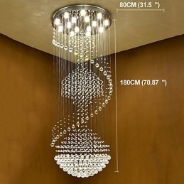 Lampadario a sospensione moderno in cristallo a 3 livelli con 15 lampadine GU10 LED