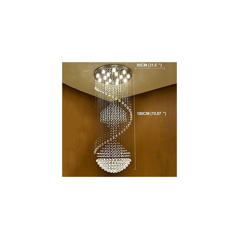 Lampadario a sospensione moderno in cristallo a 3 livelli con 15 lampadine GU10 LED