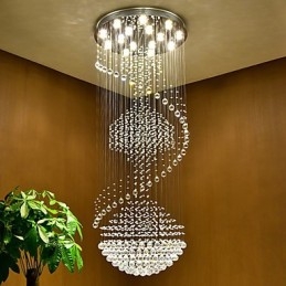 Lampadario a sospensione moderno in cristallo a 3 livelli con 15 lampadine GU10 LED