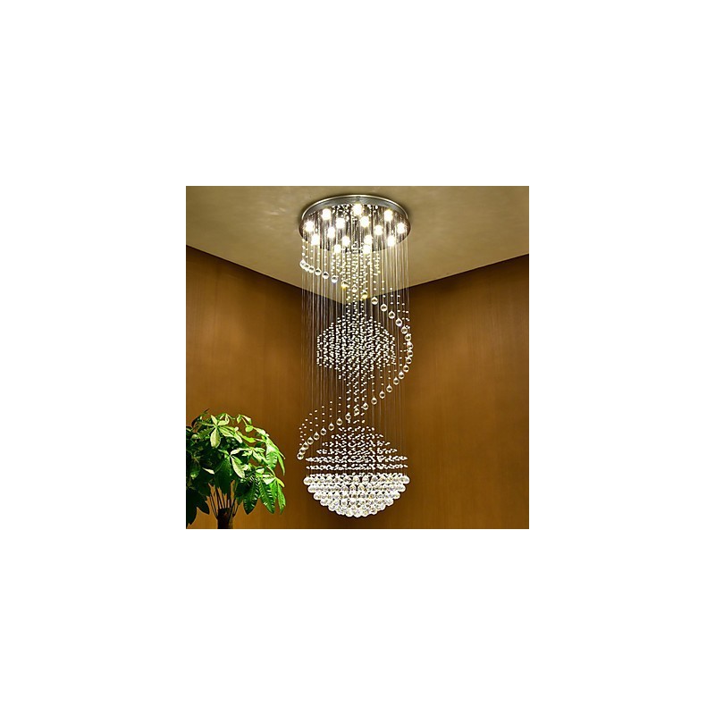 Lampadario a sospensione moderno in cristallo a 3 livelli con 15 lampadine GU10 LED