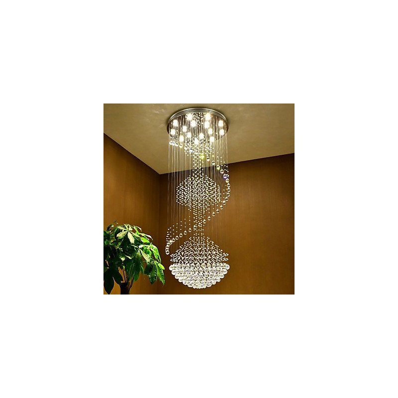 Lampadario a sospensione moderno in cristallo a 3 livelli con 15 lampadine GU10 LED