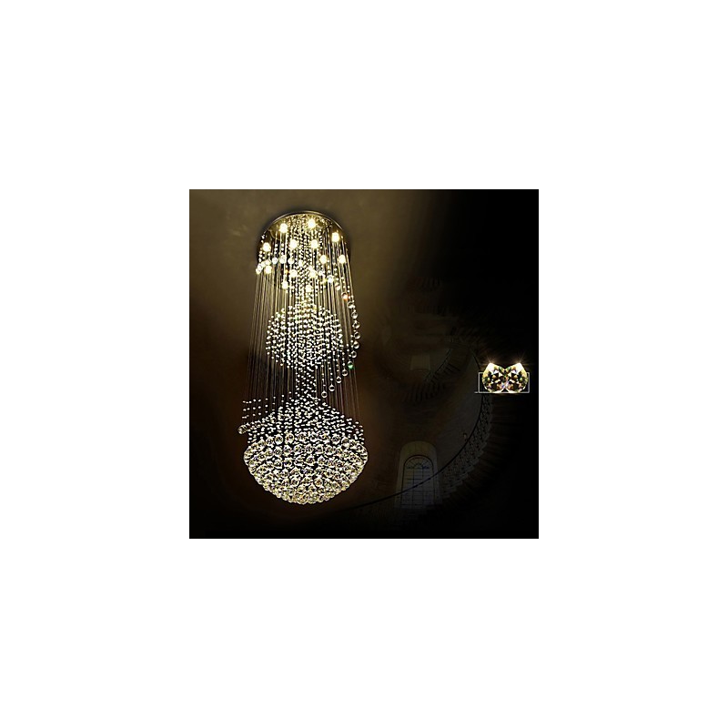 Lampadario a sospensione moderno in cristallo a 3 livelli con 15 lampadine GU10 LED