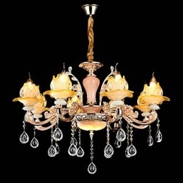 Lampadario classico in lega di zinco con cristalli, stile mini, 8 luci E12/E14