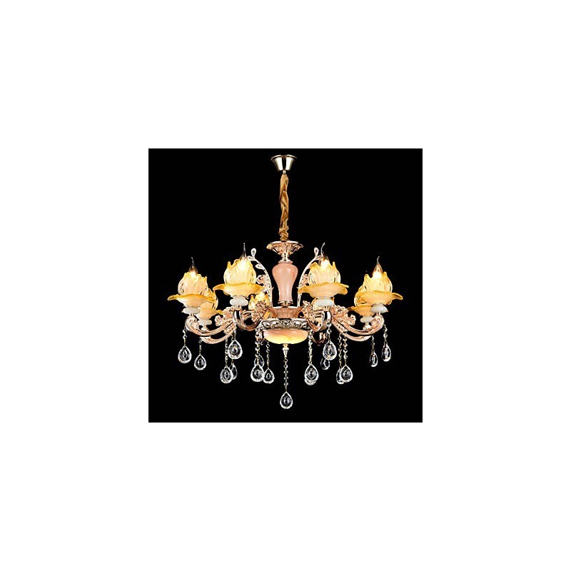 Lampadario classico in lega di zinco con cristalli, stile mini, 8 luci E12/E14