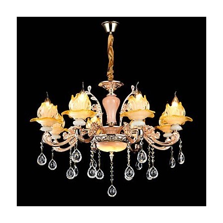 Lampadario classico in lega di zinco con cristalli, stile mini, 8 luci E12/E14