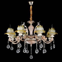Lampadario classico in lega di zinco con cristalli, stile mini, 8 luci E12/E14