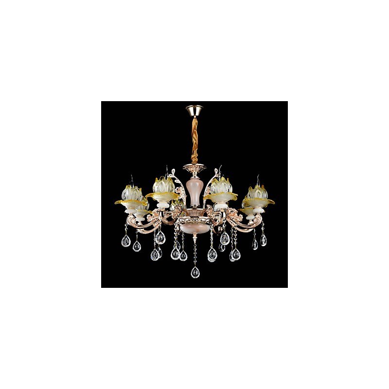 Lampadario classico in lega di zinco con cristalli, stile mini, 8 luci E12/E14