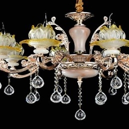Lampadario classico in lega di zinco con cristalli, stile mini, 8 luci E12/E14