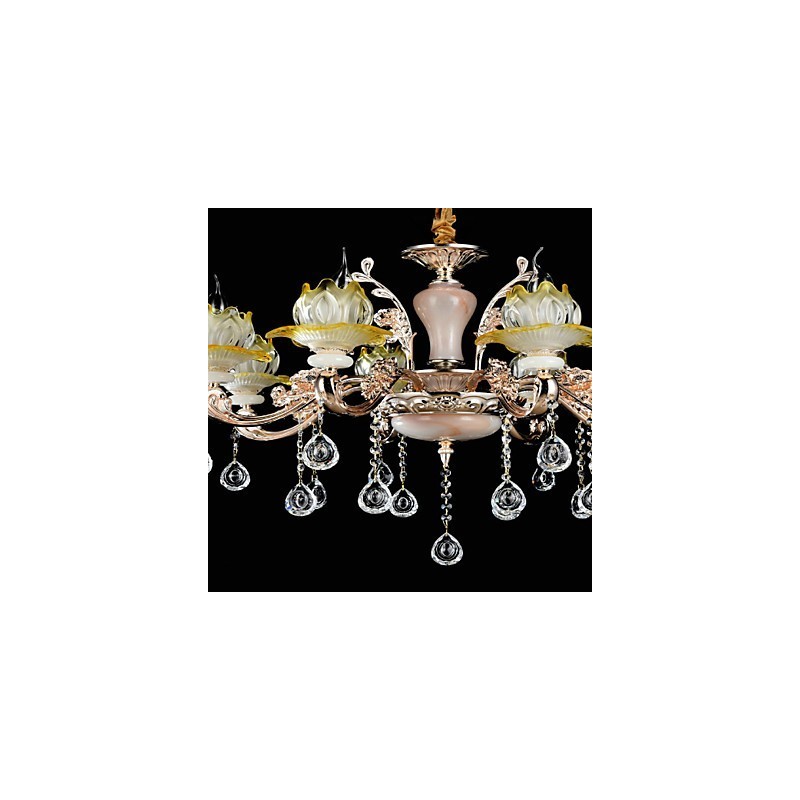 Lampadario classico in lega di zinco con cristalli, stile mini, 8 luci E12/E14