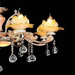 Lampadario classico in lega di zinco con cristalli, stile mini, 8 luci E12/E14