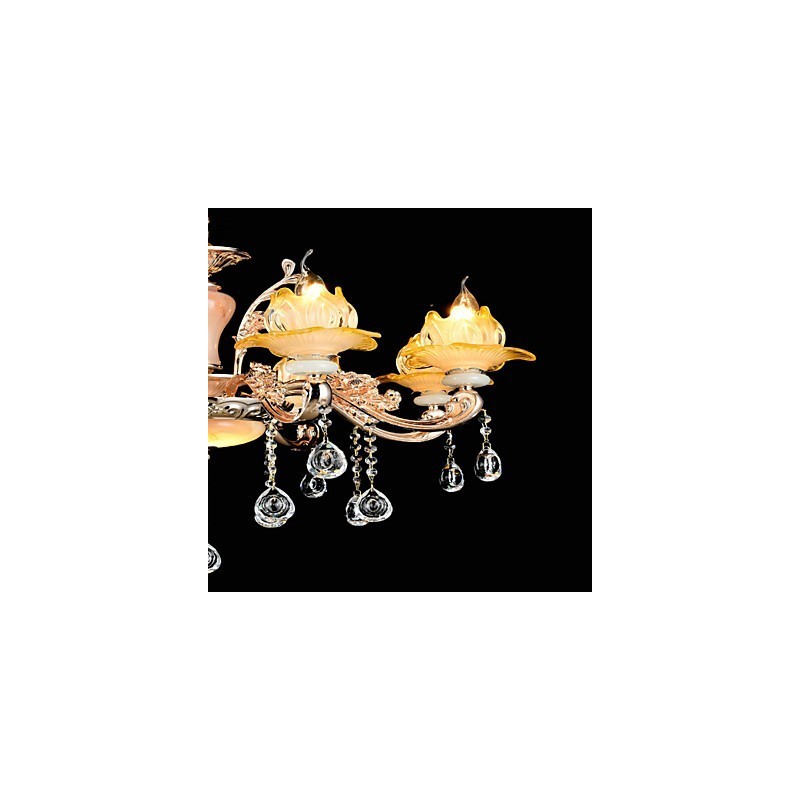 Lampadario classico in lega di zinco con cristalli, stile mini, 8 luci E12/E14