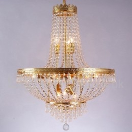 Lampadario classico tradizionale elettroplaccato in metallo con cristalli, 9 lampadine