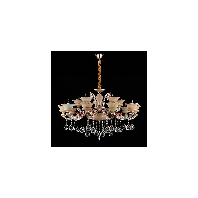 Lampadario a sospensione in lega di zinco con cristalli, stile mini, 15 lampadine