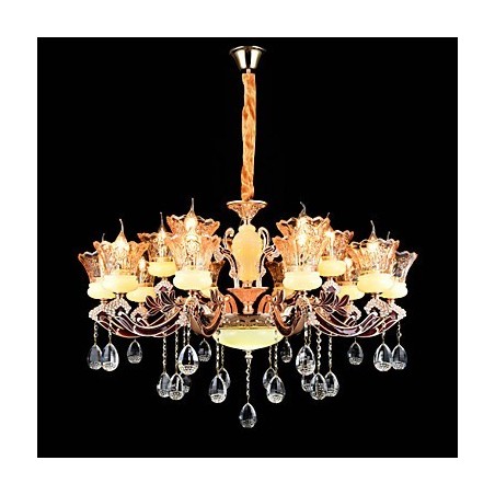 Lampadario a sospensione in lega di zinco con cristallo, stile mini, 15 luci
